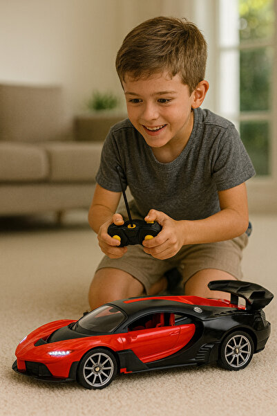 LEAN Red RC sports car 1:16 with lights and speed 20 km/h