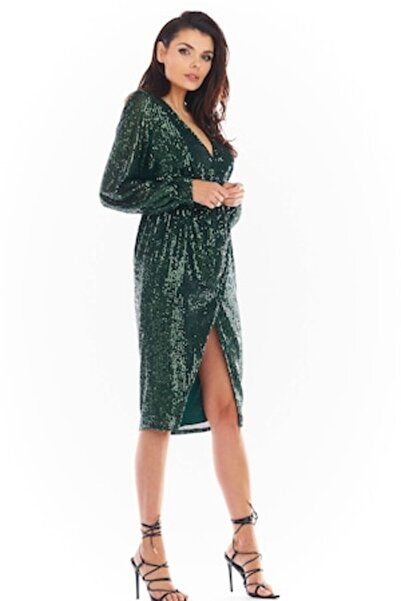 Awama Dress, Polyester, Green, L