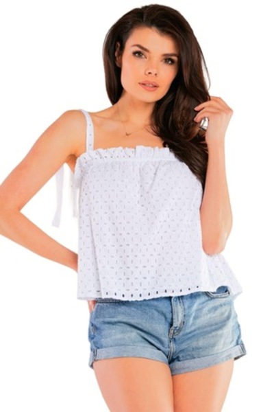 Awama - Bluză de damă, elastică, albă, mărimea S-M