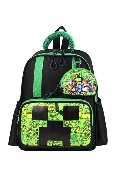 Lilyum Çanta Minecraft Anaokulu Çantası – 33×25×15 cm, Su Geçirmez Kumaş, Ort...