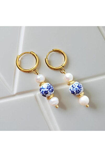 Home Flower Ceramic Beaded Pearl Earrings