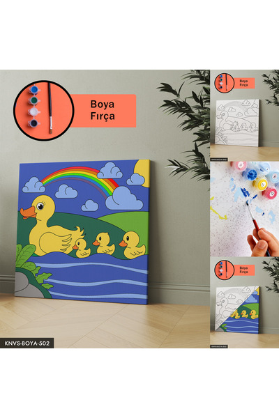 Evinemoda Slatka slika na platnu "Majka patka" uključuje četkicu i boju