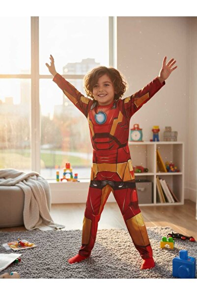 arya kostüm Çocuk Demir Adam Kostümü 2-8 Yaş | Kassız Süper Kahraman Kostüm maskeli