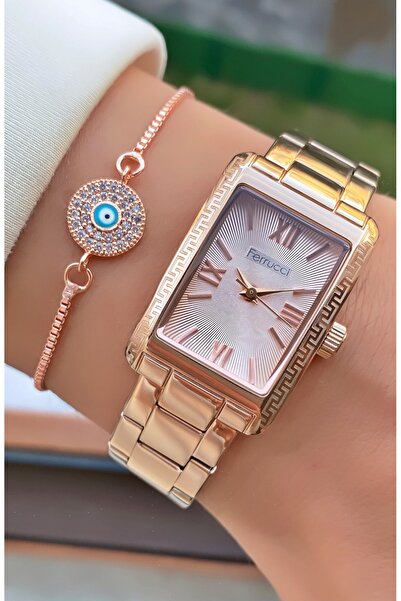 Ferrucci Brand Original Rose Gold Color 2 Years Warranty Steel Case Women's Wristwatch - with Bracelet Gift