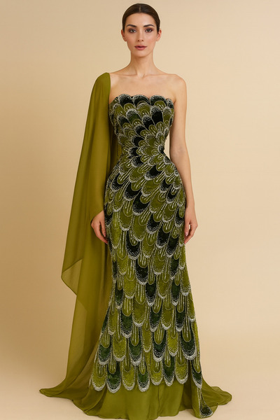 Diva style فستان سهره كلفه خرز مخمليه