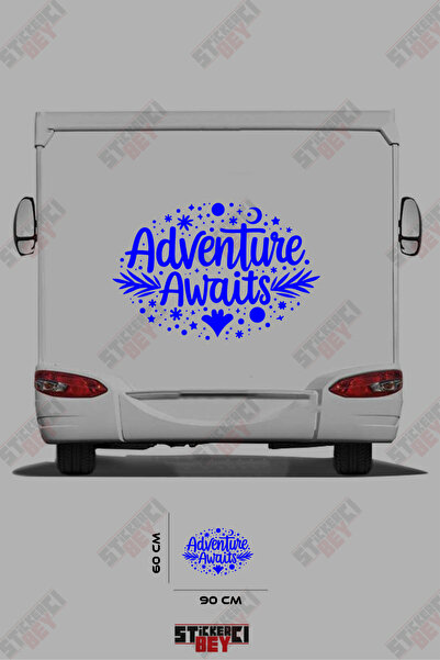 STİCKERCI BEY Adventure Awaits Written Space-Patterned Caravan Sticker Coating