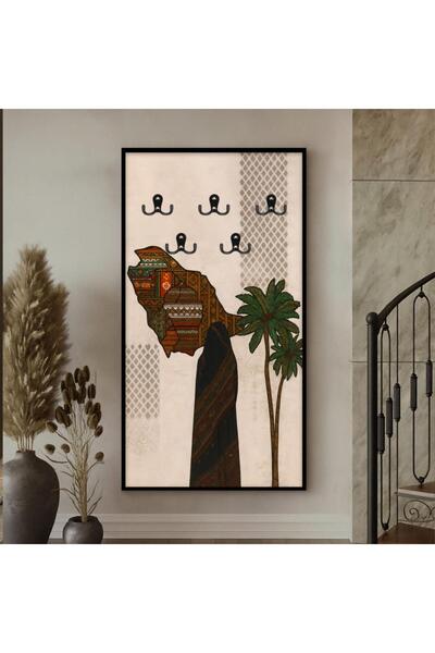 4gdran لوحة قماشية بتصميم نجدي لتعليق الملابس مع برواز شامبين مجوف