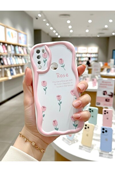 OVADA XIAOMI REDMI NOTE 8 Uyumlu Kamera Korumalı Dalga Kenarlı Gül Baskılı Silikon Kılıf