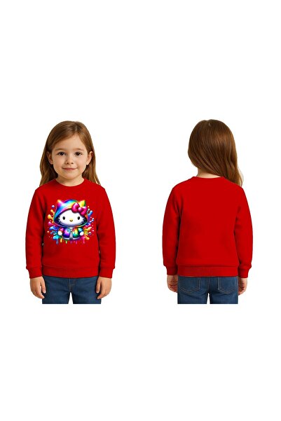 SEDİRLİ سويت شيرت للأطفال من الجنسين هيلو كيتي مطبوع مكون من 3 خيوط