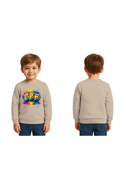 SEDİRLİ Unisex Minions Printed Children's Swaetshirt 3 Thread Raster