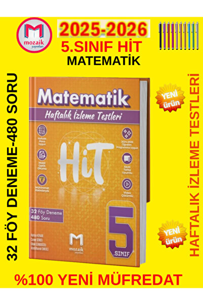 Mozaik Yayınları 5.Sınıf Hit Matematik %100 Maarif Müfredat Haftalık İzleme T...