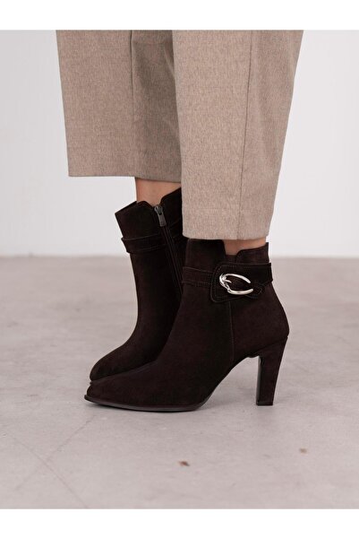 ECENİN BUTİĞİ Blera Kahve Süet Hakiki Deri Kadın Bot