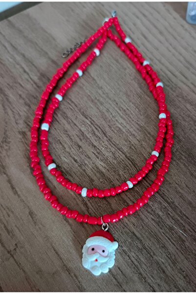LORESİMA AKSESUAR Christmas Themed Santa Claus Double Red Children's Necklace