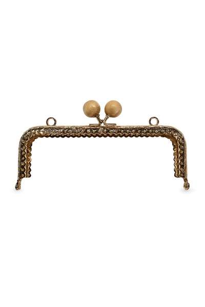 Prestij Boncuk Ahşap Boncuk Topuzlu Sarı Metal Çanta ve Cüzdan Klipsi 15 cm