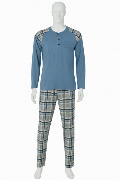 Over Sleep by Poleren Six Plaid Pattern Cotton Thin Pajamas Set