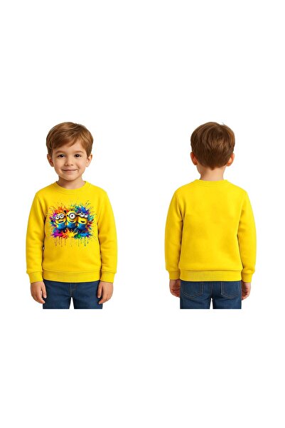 SEDİRLİ Unisex Minions Printed Children's Swaetshirt 3 Thread Raster