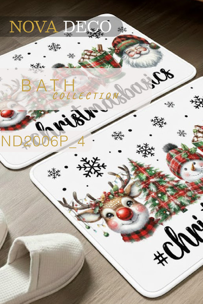 Nova Deco Bath Mat – Deer Santa Claus Snowman Patterned Mat Single Mat Non-Sl...
