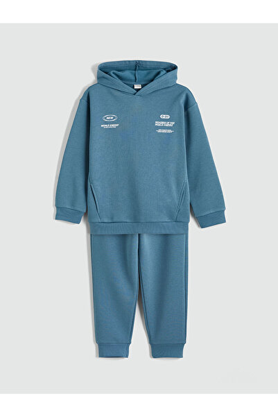 LC Waikiki Rmz Gi̇yi̇m Farkiyla Hooded Printed Boys' Tracksuit Set