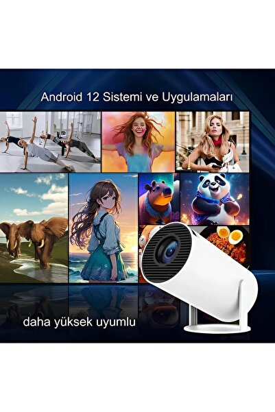 Q Aksesuar Güncel Versiyon FULL HD Projeksiyon Cihaz Taşınabilir Android Sist...