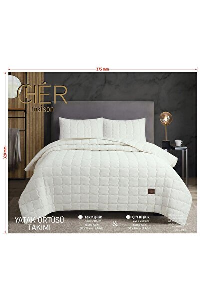 Bella Home Cuvertură de pat dublă Cher - 240x260 cm - Cremă cu sac original din PVC