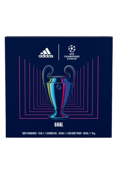 adidas Set cadou UEFA Goal pentru bărbați (Spray deodorant 75 ml, Deodorant 150 ml, Gel de duș 250 ml)
