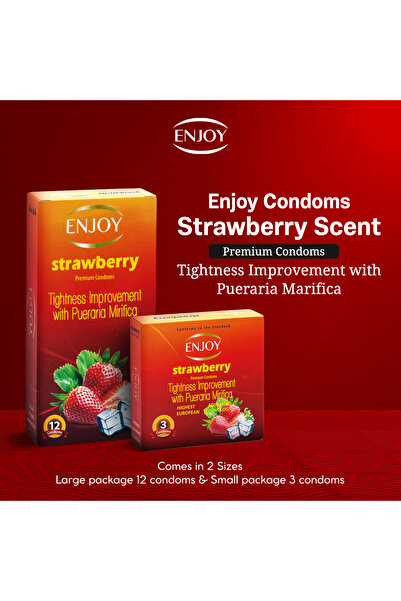 Enjoy Strawberry Premium Condoms 12 pcs – Smooth Latex With Sweet Scent For Enhanced Pleasure