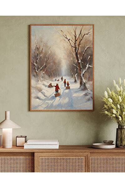 woodhomeworks Tablou decorativ pentru birou, tematică de iarnă, vrynt