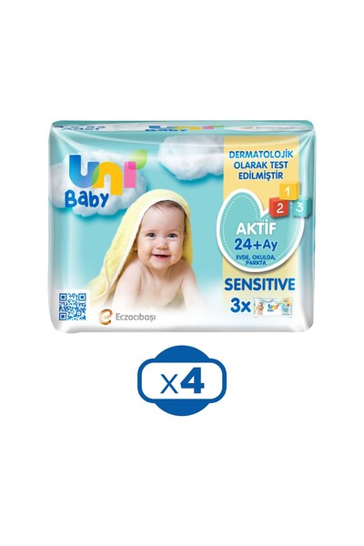 Uni Baby Wet Wipes 3X52 Pack Sensitive X 4 Pieces (624 Sheets)