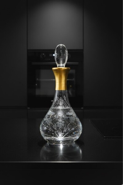 Tiesa Home Cam Yaldızlı El İmalatı 700cc Zeytinyağlık Likör Şişesi Başucu Sür...