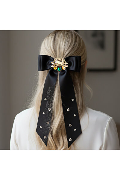 pegu baby collection Black Satin Automatic Buckle with Stone