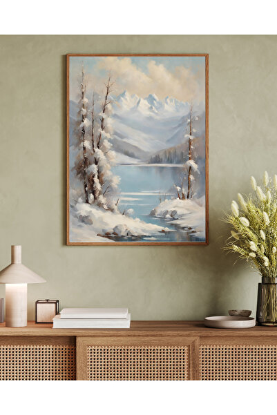 woodhomeworks Tablou decorativ pentru birou, tematică de iarnă, vrynt