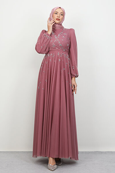 Lamia Giyim Şirin Tül Abiye Soft Pembe