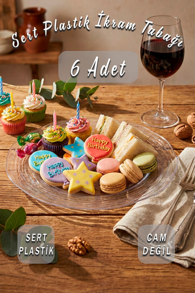 Ezupack 6 Adet SERT PLASTİK mika Sunum İkramlık Tabak Çorba Meyve Meze Salata Tatlı Tabağı Çerez Kasesi