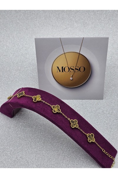 Mosso Steel Khaki Pearlescent Color Steel Bracelet Clover Model Premium