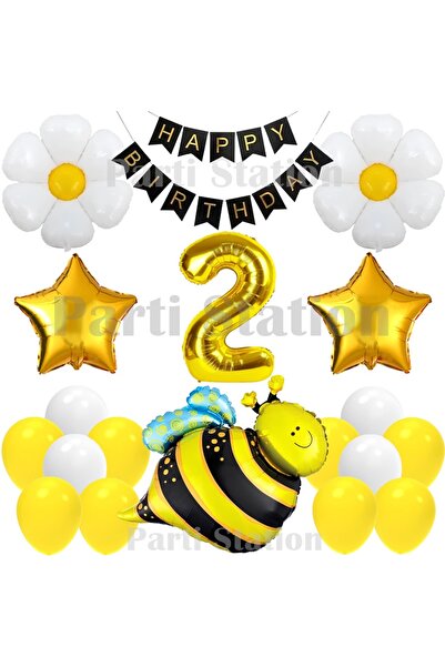 Parti Station Daisy and Bee Concept 2Nd Birthday Party Balloon Set