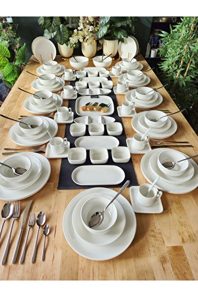 CASA DE BELLA Modern Sade 181 Parça 12 Kişilik Yemek Takımı ve Kahvaltı Takım...