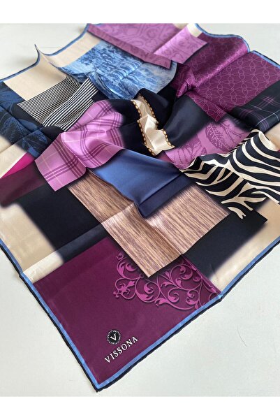 Vissona Eșarfă de mătase Tivil 17206 - 0026 - 0032 Prune S albastru cobalt Mo...