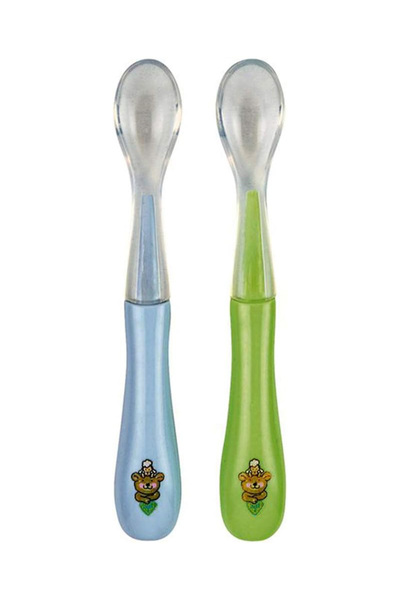 Rotho Babydesign ملاعق سيليكون (عبوة من قطعتين) - أخضر، أزرق