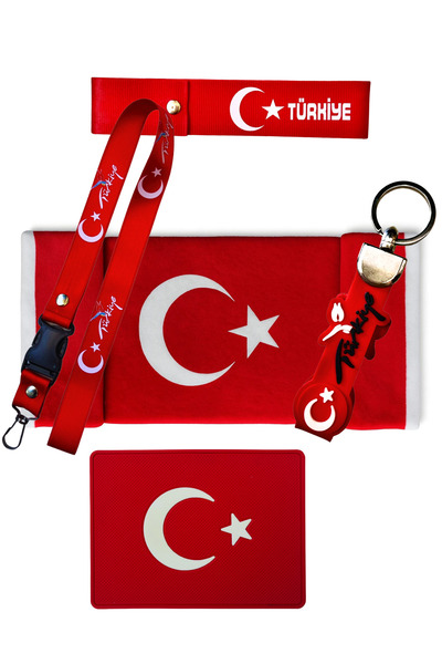 TUSBA MARKET Ayyıldız Desenli Türk Bayraklı Torpido Koruyucu Pelüş Örtü & Tür...