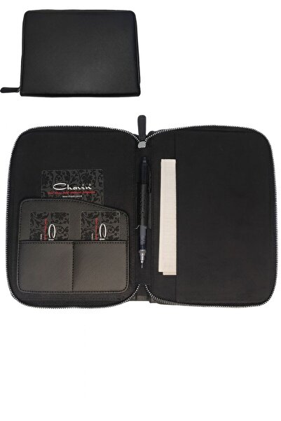 Falconetti Faux Leather 4 Compartment Meeting Daily Notepad Zippered Men's Ha...