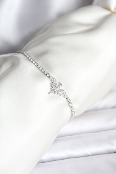 STİLLOVE سوار نسائي من النحاس الفضي اللون مرصع بحجر الزركون على شكل طائر العنقاء