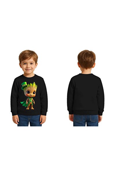 SEDİRLİ Унисекс голяма детска блуза с принт и 3-нишка подплата от шерпа