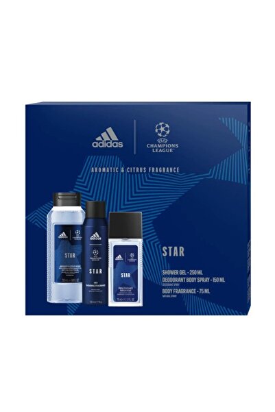 adidas UEFA Star Men's Gift Set — Deodorant Spray 75 ml, Deodorant 150 ml, Shower Gel 250