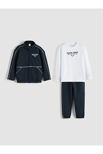 LC Waikiki Lcw Kids Navy Blue Printed Boys' Set 3-Piece