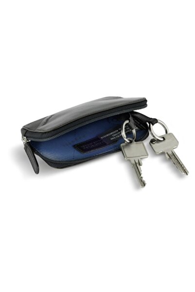 BUGATTI Husă chei bărbătească, seria Nobile 49125101, piele naturală, neagră