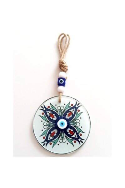 İsmiyle Al Dodes Turquoise and Navy Blue Color Floral Fusion Glass Wall Ornament