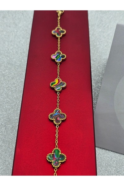 Mosso Steel Colorful Pearlescent Color Clover Model Steel Bracelet