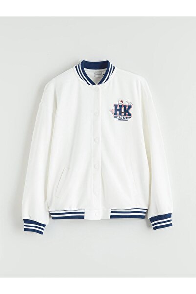 LC Waikiki Ekru Hello Kitty Baskılı Kız Çocuk Kalın Kolej Ceket