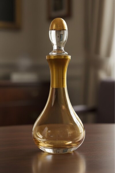 Tiesa Home Cam Yaldızlı El İmalatı 700cc Zeytinyağlık Likör Şişesi Başucu Sür...