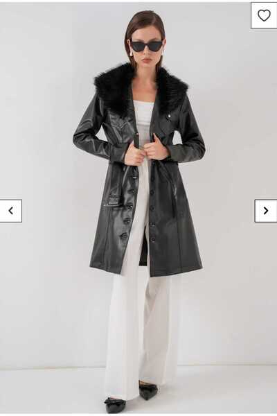 özgülmoda siyah deri mont